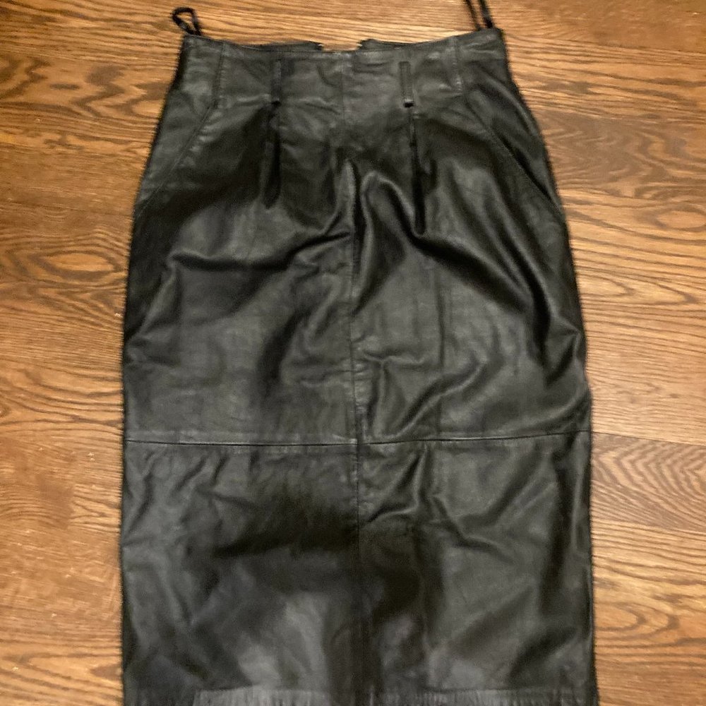 Women's black leather skirt